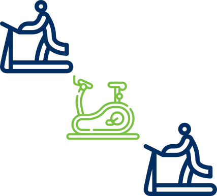 The cardiovascular equipment at Saratoga Health and Wellness has been placed a minimum of 6 feet apart and turned off if necessary